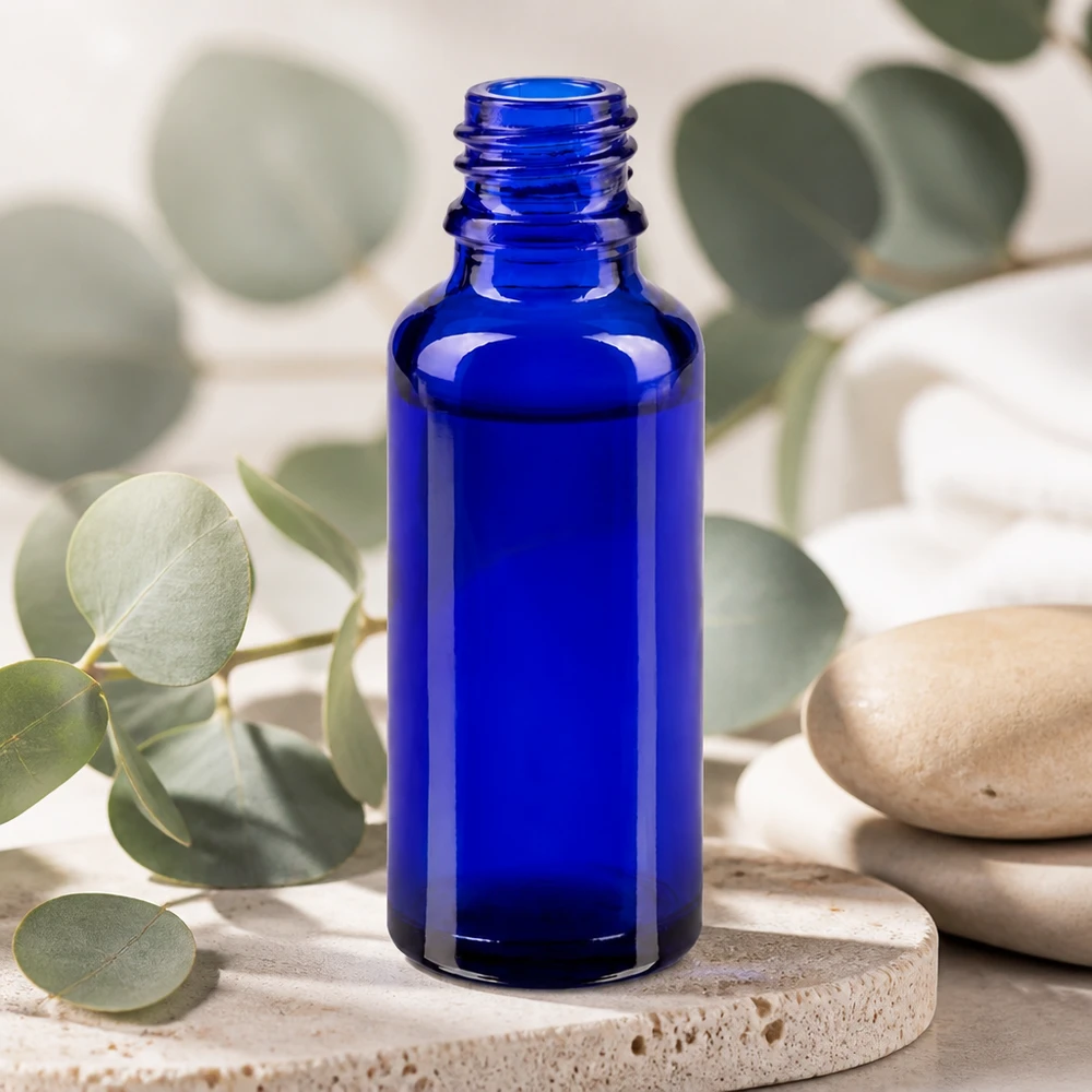 Frasco cuentagotas 30ml DIN 18 VIDRIO AZUL Frasco de farmacia ApoGlas de 30 ml en color azul cobalto con protección UV para aceites esenciales y tinturas