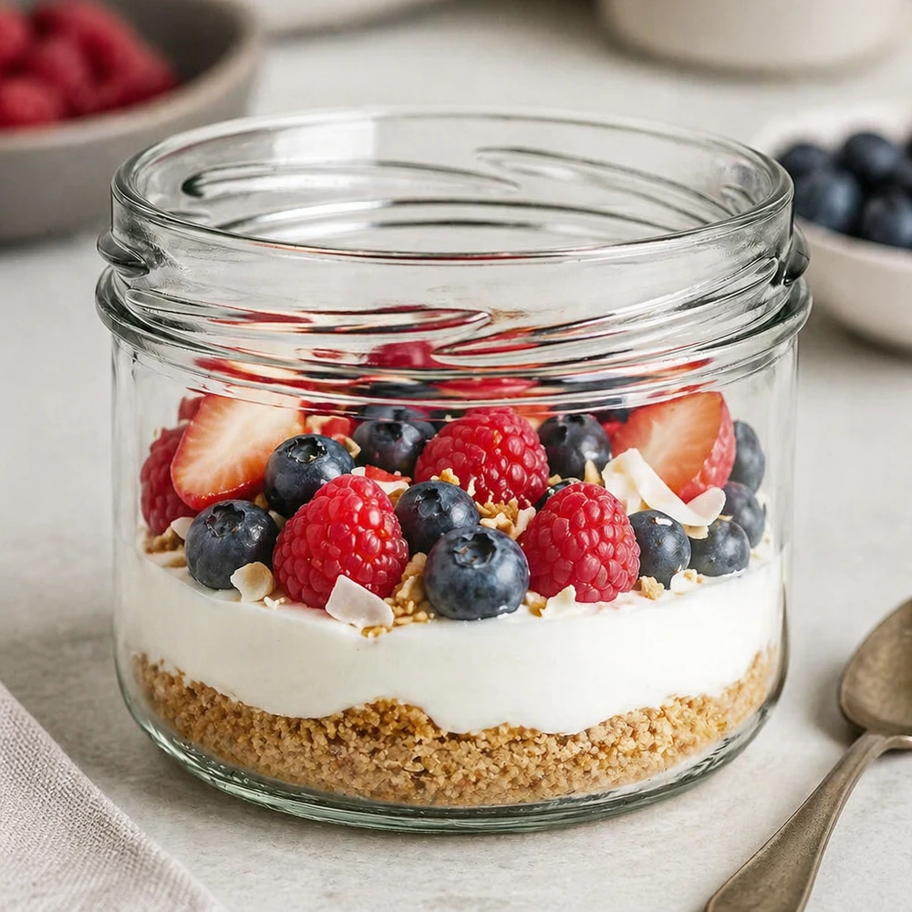 UNiTWIST Sturz260 vaso redondo 260ml TO82 relleno de yogur bayas muesli como postre en vaso Imagen del producto