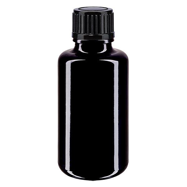 Botella de farmacia violeta 30ml tapon cuentagotas 1mm negro estandar Botella de farmacia violeta 30ml tapon cuentagotas 1mm negro estandar
