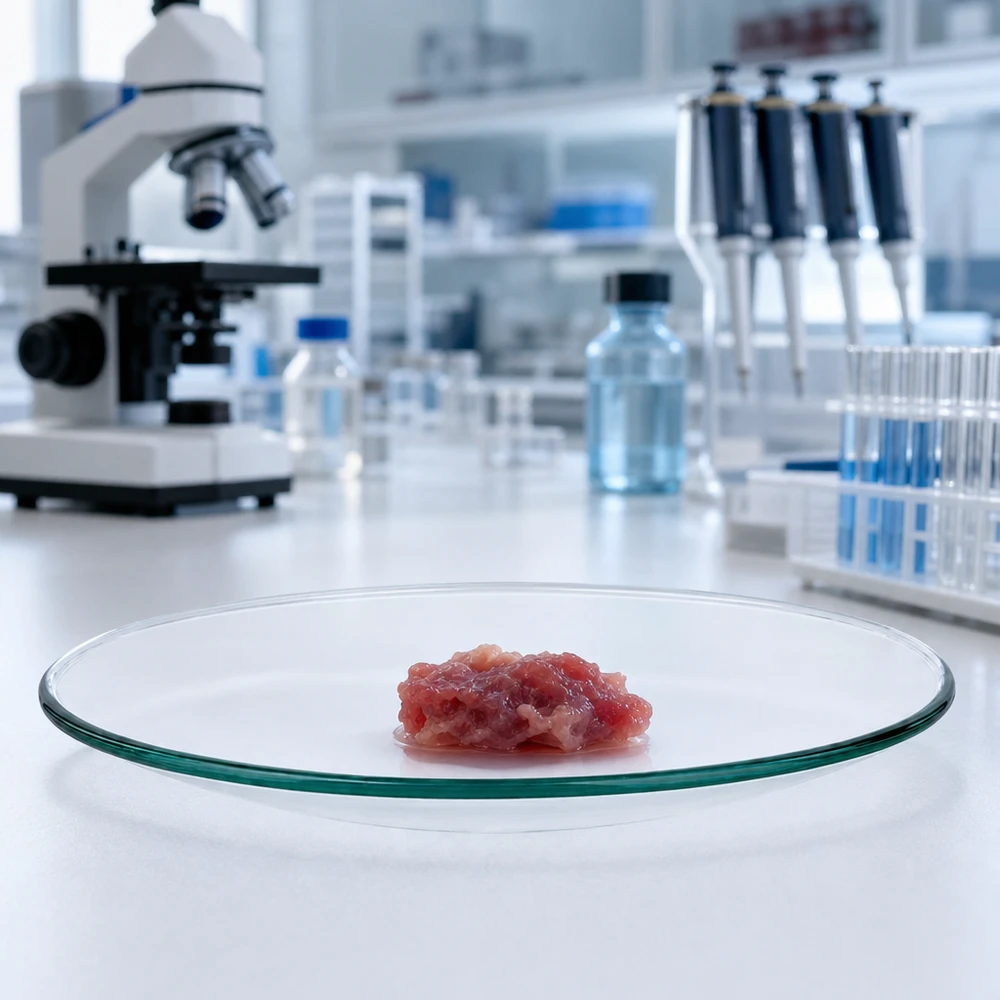 Plato de vidrio en forma de reloj ø90 mm Preciso plato de vidrio de reloj de 90 mm de diámetro con sustancia roja para análisis profesionales de laboratorio