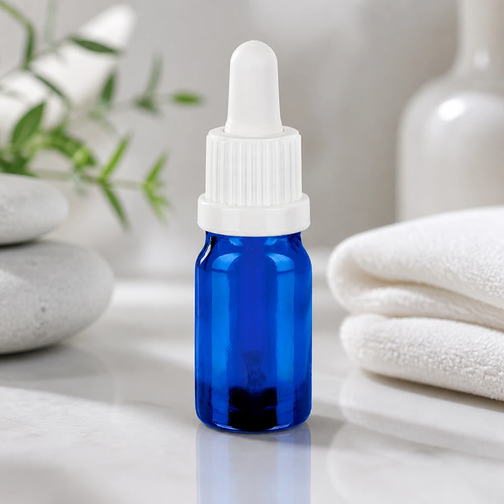 Frasco pipeta 5ml cierre inviolable blanco BlueLine UT18/5 Frasco de pipeta compacto de 5 ml con tapón blanco estriado para una manipulación segura y una aplicación precisa