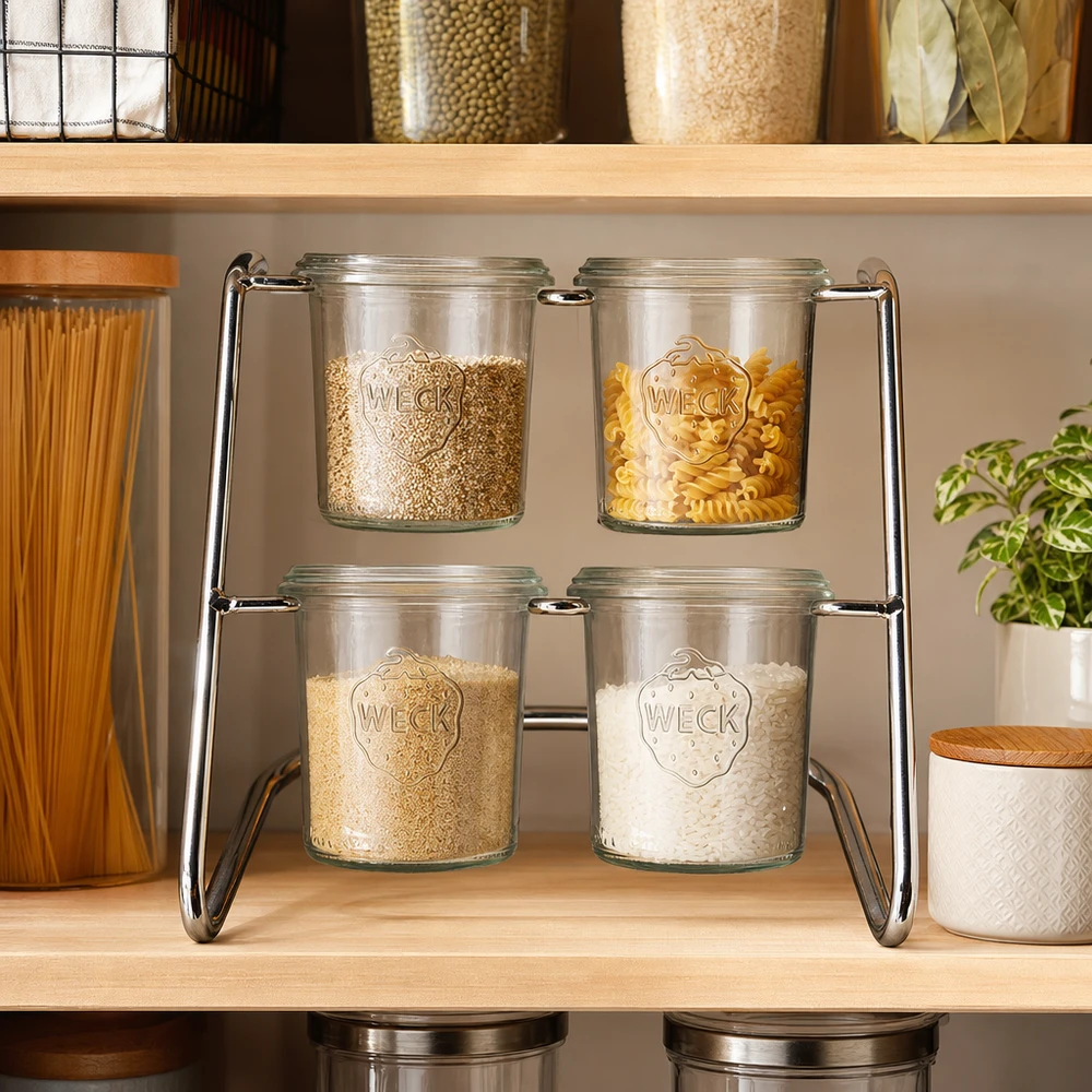 Flato4 estante para servir en la cocina - almacenamiento organizado de arroz, pasta y cereales en vasos WECK