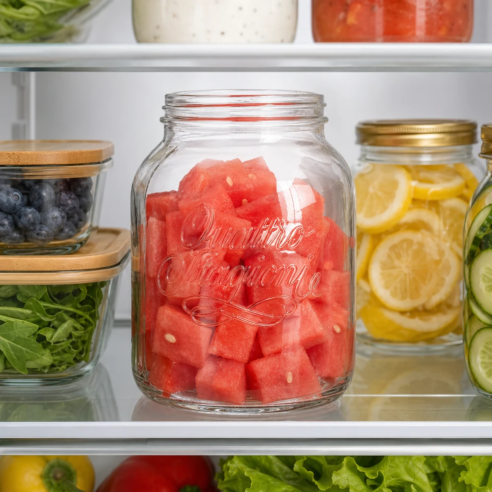 Tarro doméstico Quattro Stagioni de 3000 ml con sandía en el frigorífico para preparar comidas y almacenar alimentos