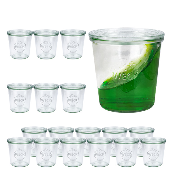 18er Set Weck Gläser 580ml Sturzgläser mit 18 Glasdeckeln 18er Set Weck Gläser 580ml Sturzgläser mit 18 Glasdeckeln