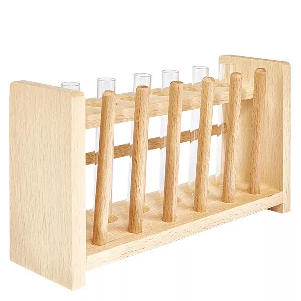 Reagenzglasgest. aus Holz mit 6 Reagenzgl. Kalk-Soda 100x12 Reagenzglasgest. aus Holz mit 6 Reagenzgl. Kalk-Soda 100x12