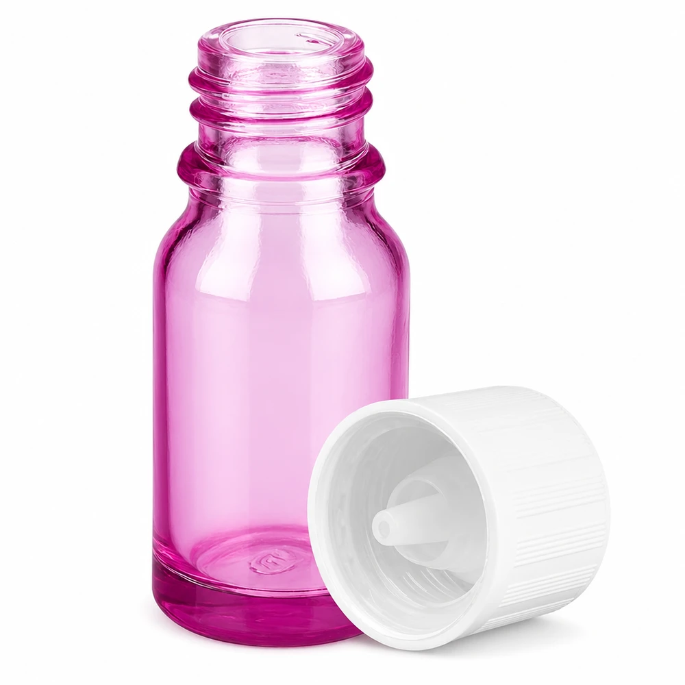 Frasco de vidrio morado de 10 ml con cuentagotas de 1,2 mm para aceites esenciales y cosméticos