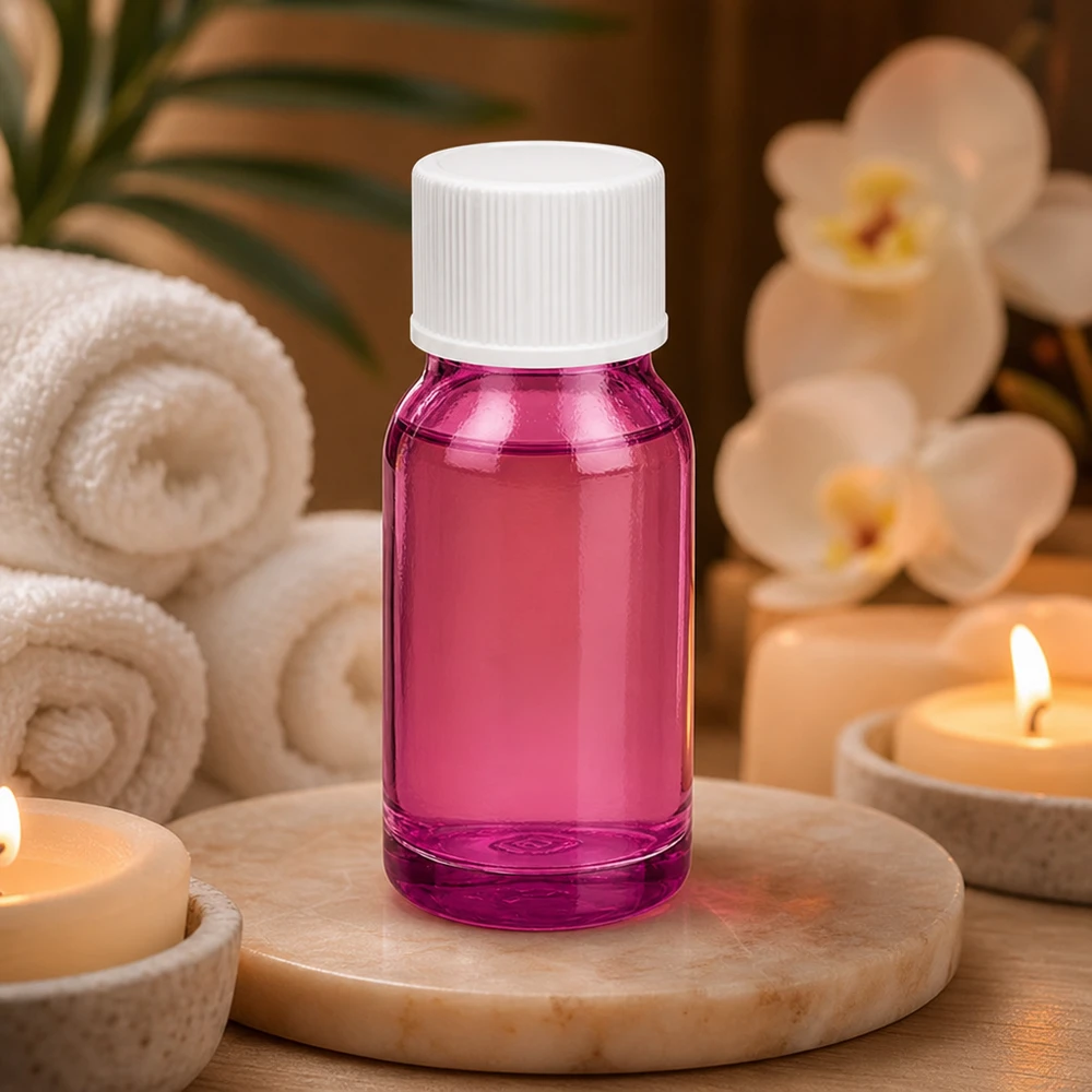 Frasco premium de vidrio violeta de 10 ml con protección UV y tapón de rosca blanco para productos de bienestar