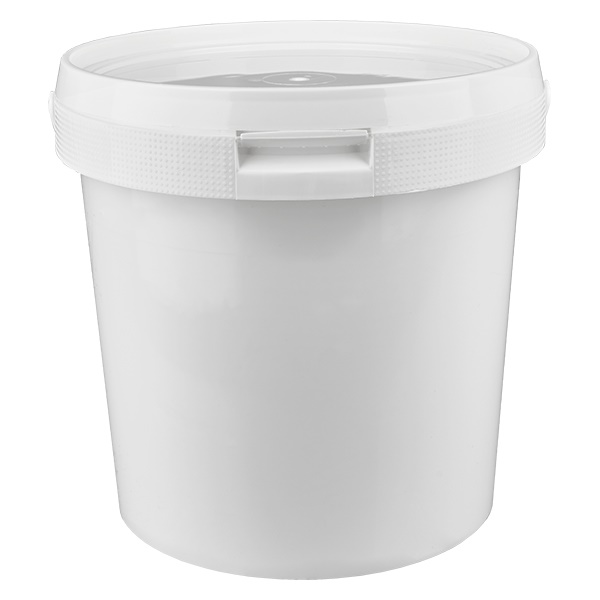 Cubo de plástico polipropileno blanco de 2,5 litros con tapa Cubo de plástico polipropileno blanco de 2,5 litros con tapa