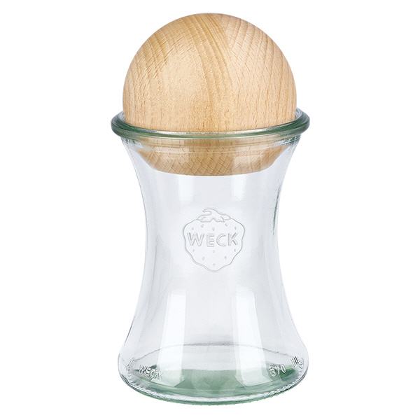 Tarro para delicatessen WECK RR80 de 370ml con bola de madera de haya