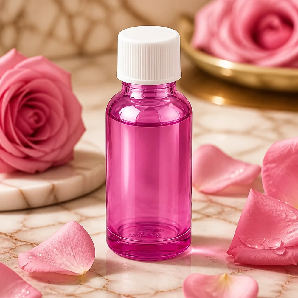 Frasco compacto morado de 20 ml con rosca STD ideal para aplicaciones cosméticas