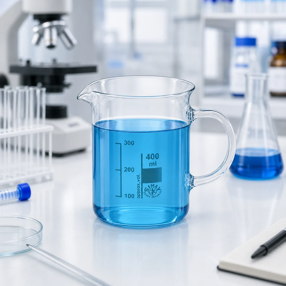 Vaso de cristal transparente de 400 ml con asa, fabricado en cristal de borosilicato de alta calidad para laboratorio