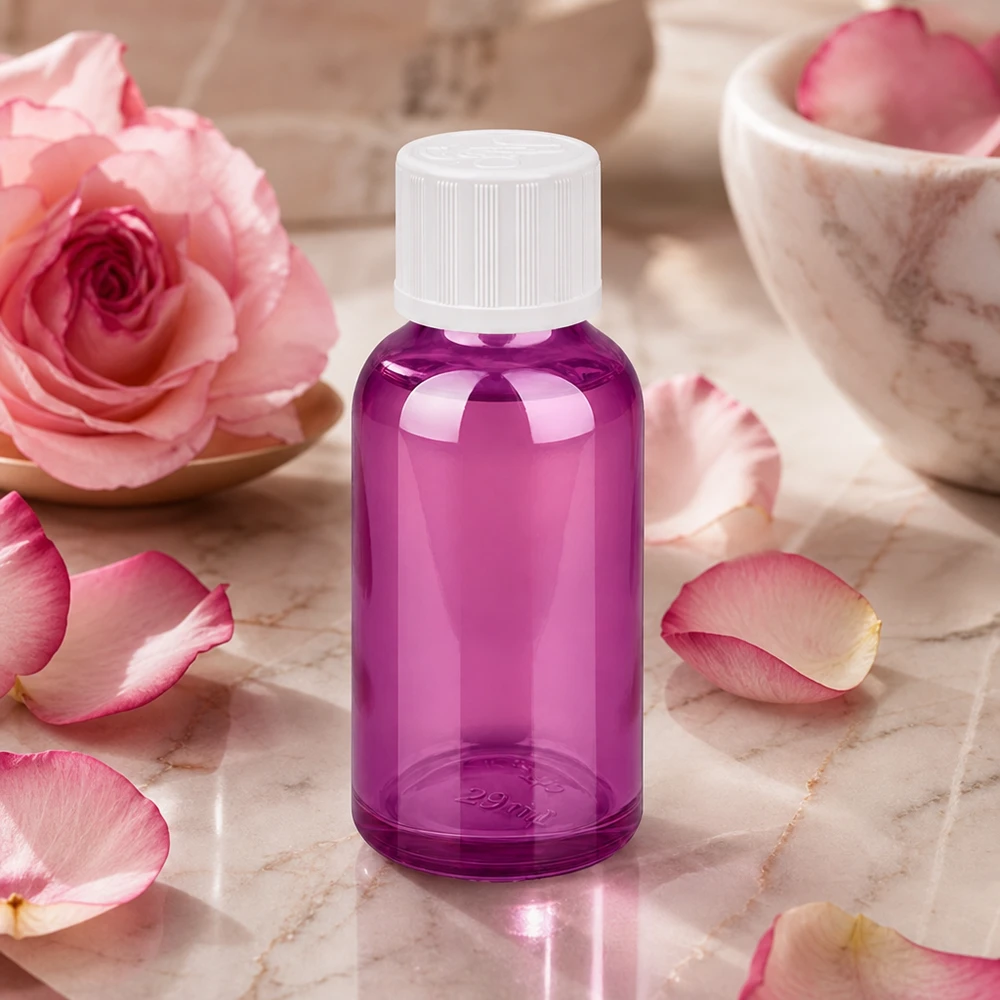 Frasco cuentagotas de 30 ml 1,2 mm blanco estándar a prueba de niños PurpleLine.UT18/30 Pequeño frasco cuentagotas de 30 ml de plástico morado con tapón a prueba de niños para una dosificación precisa