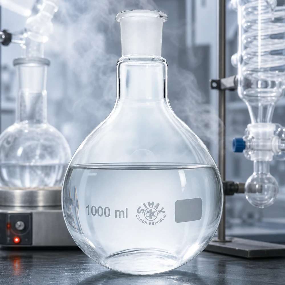 Frasco de vidrio de 1000 ml con cuello largo y junta esmerilada estándar 29/32 para material de laboratorio profesional