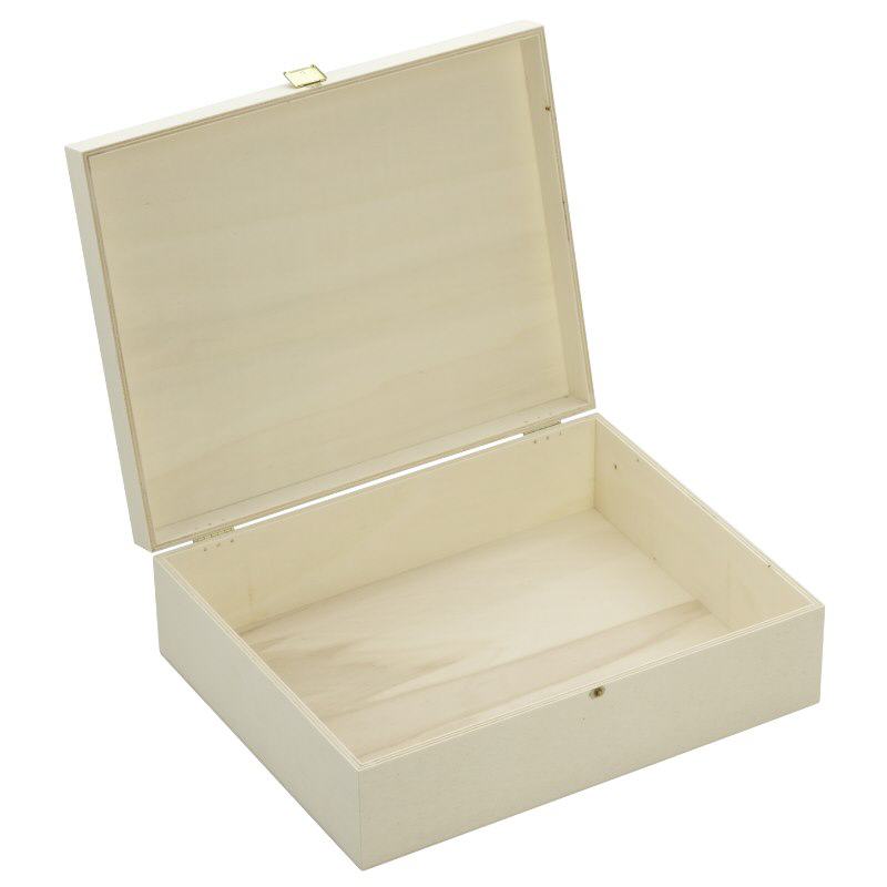 Caja de madera con tapa abatible 35x28x11cm