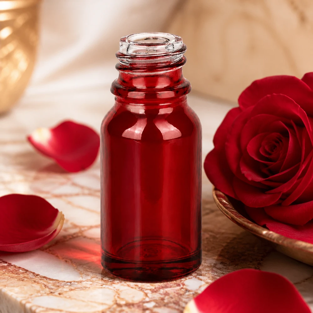 Botella de farmacia de 10ml RedLine UT18/10 UNiTWIST Frasco de farmacia RedLine UT18/10 de 10 ml en rojo intenso para productos farmacéuticos