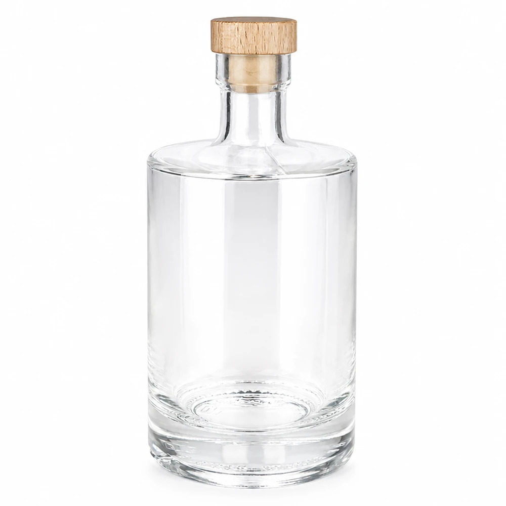 Botella de cristal de 500 ml Marie con tapón de corcho con asa de madera UNiTWIST - botella vacía transparente con tapón de corcho de madera