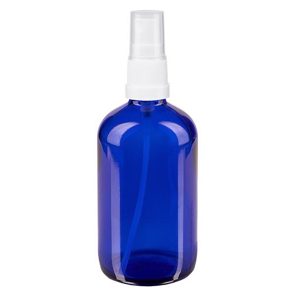 Botella de farmacia azul 100ml tapón de rosca blanco Botella de farmacia azul 100ml tapón de rosca blanco