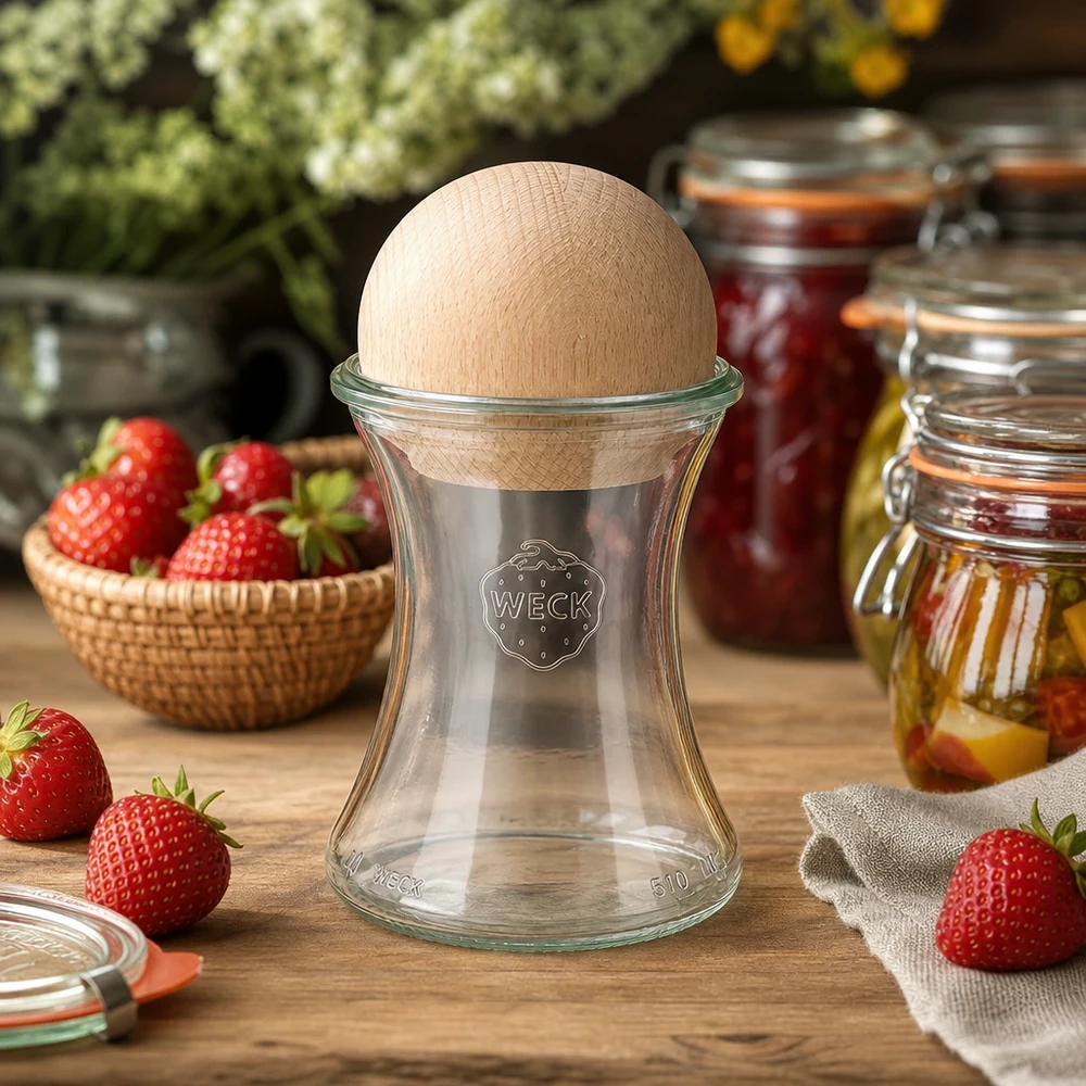 WECK tarro 370ml RR80 bola madera haya ambiente cocina tarros mermelada fresa tarros conserva