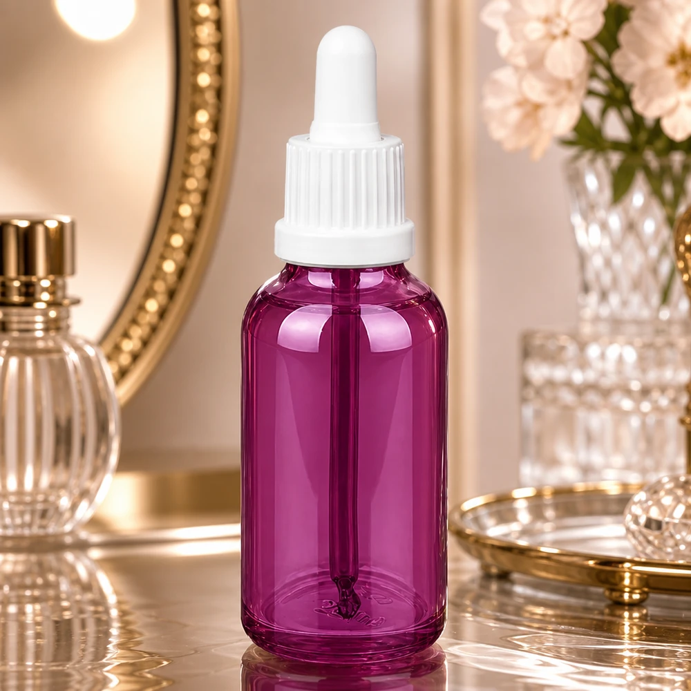 Frasco pipeta 30ml tapón rosca originalidad blanco PurpleLine UT18/30 Frasco pipeta violeta de 30 ml de vidrio de alta calidad con diseño ergonómico para un fácil manejo