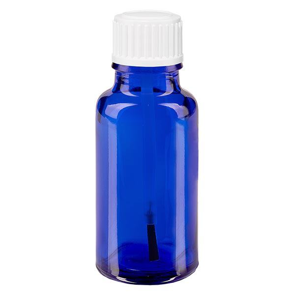 Botella de farmacia azul 20ml tapón rosca cepillo blanco Botella de farmacia azul 20ml tapón rosca cepillo blanco