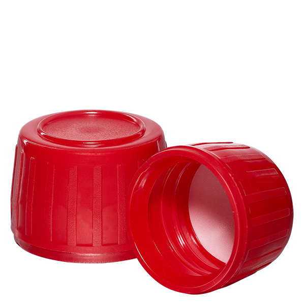 Tapón de rosca rojo con anillo de seguridad PP28 ApoGlas Tapón de rosca rojo con anillo de seguridad PP28 ApoGlas