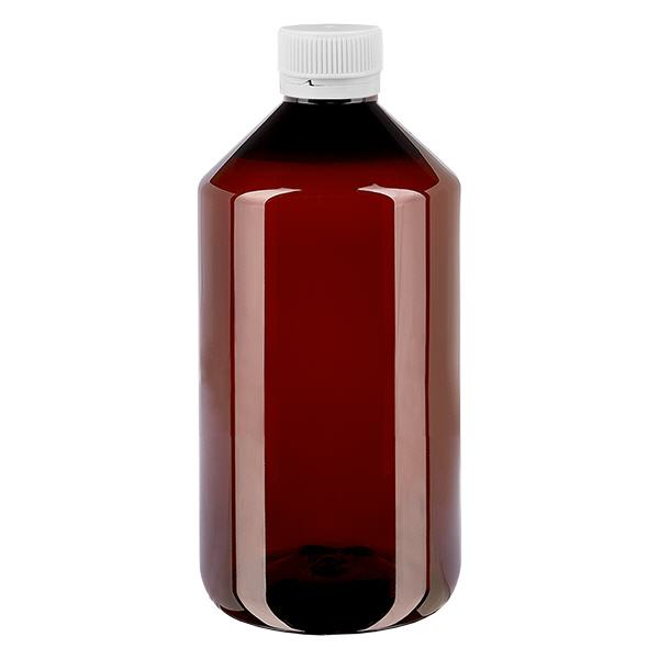 Botella PET 750ml con tapón blanco estriado inviolable Botella PET 750ml con tapón blanco estriado inviolable