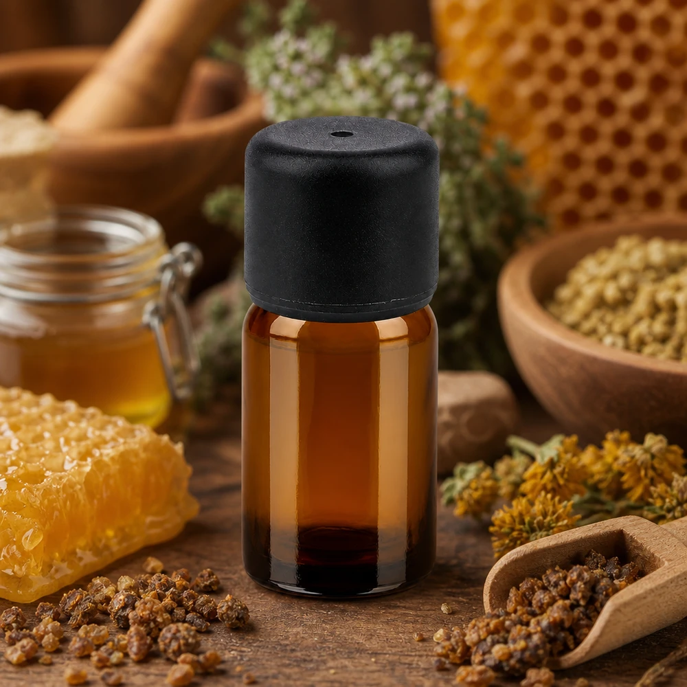 Frasco cuentagotas de cristal ámbar de 5 ml con abertura de 6 mm para una dosificación precisa de los aceites esenciales