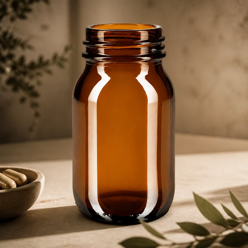 Botella de vidrio ámbar de 100 ml de alta calidad con un robusto tapón de rosca para un almacenamiento seguro
