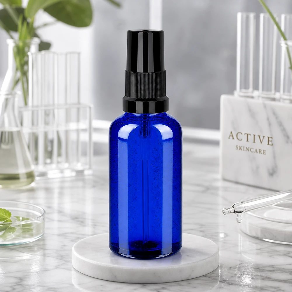 Frasco pulverizador de 50 ml negro con tapón estándar BlueLine UT18/50 Pulverizador BlueLine de 50 ml con rosca UT18 y atomizador STD negro para uso profesional
