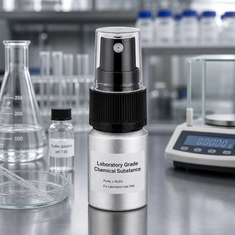 Botella de aluminio decapado de 10ml con atomizador. Frasco de aluminio de 10 ml de calidad de laboratorio con atomizador para una dosificación precisa de sustancias químicas