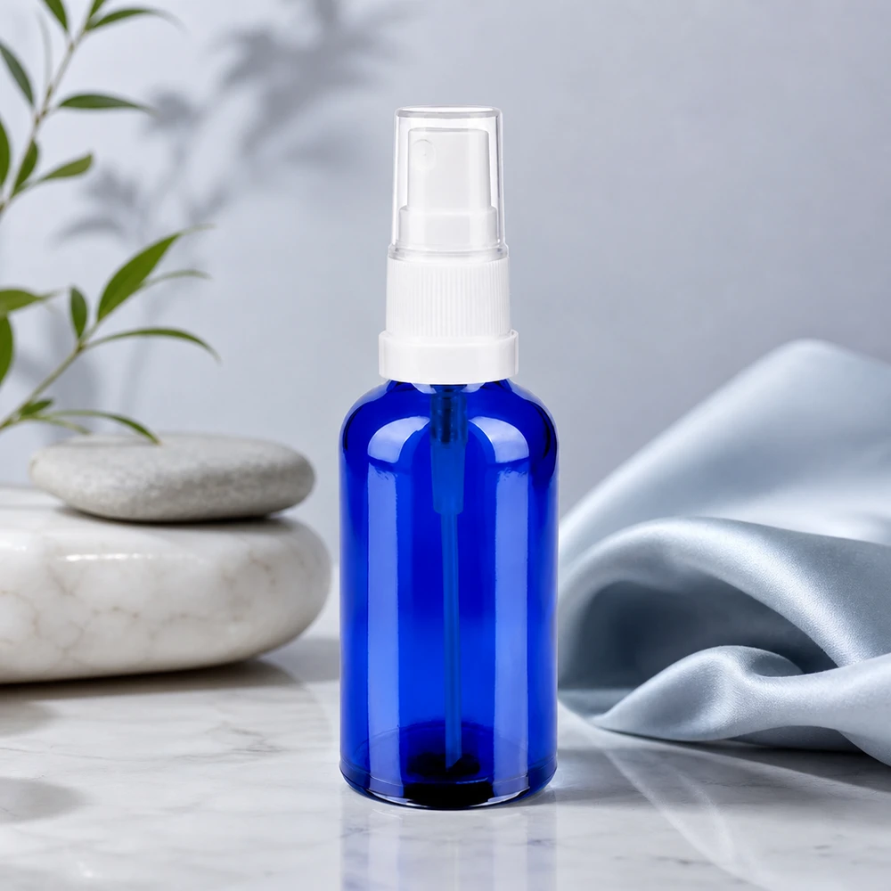 Frasco de cristal de 50 ml de alta calidad con pulverizador para cosméticos y productos de cuidado caseros