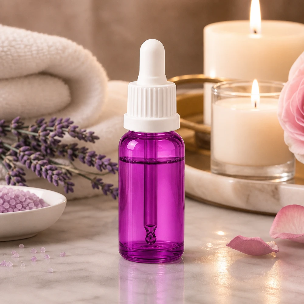 Frasco pipeta 20ml tapón rosca originalidad blanco PurpleLine UT18/20 Frasco pipeta de alta calidad 20ml de vidrio con tapón blanco OV para aromaterapia
