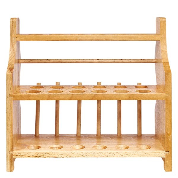Gradillas de madera, para tubos de hasta aprox. 18 mm Ø para 12 tubos, con 6 varillas Gradillas de madera, para tubos de hasta aprox. 18 mm Ø para 12 tubos, con 6 varillas