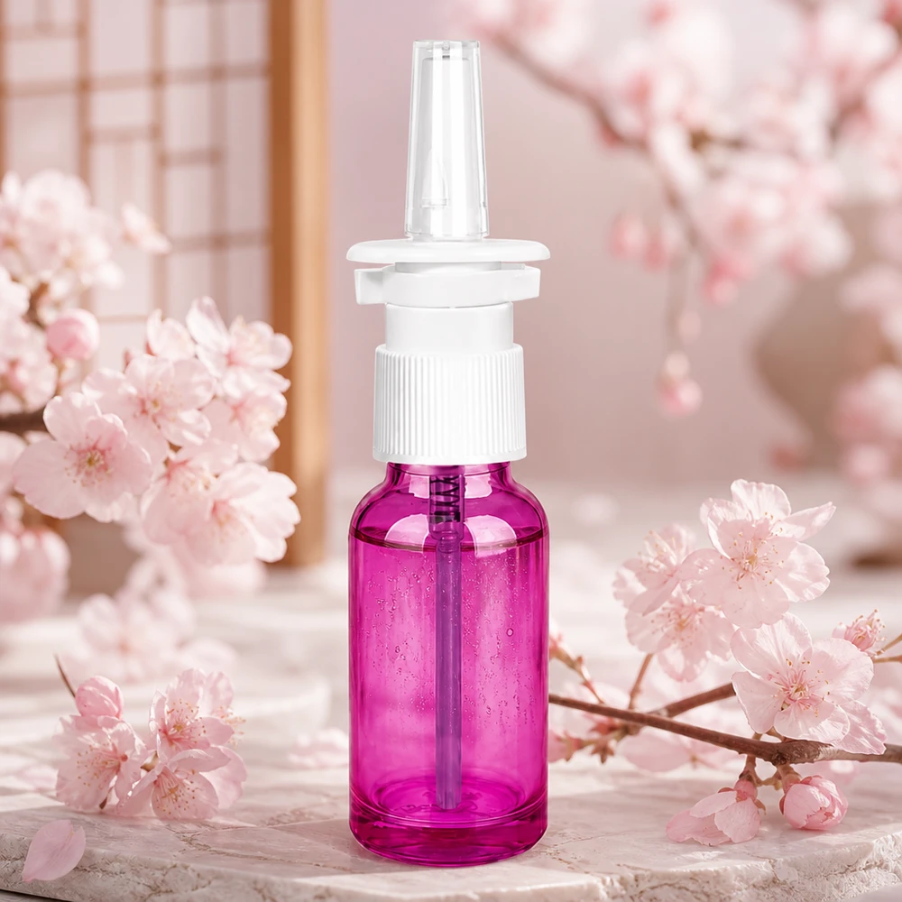 Práctico pulverizador nasal de 20 ml con rosca STD de color morado para aplicaciones médicas