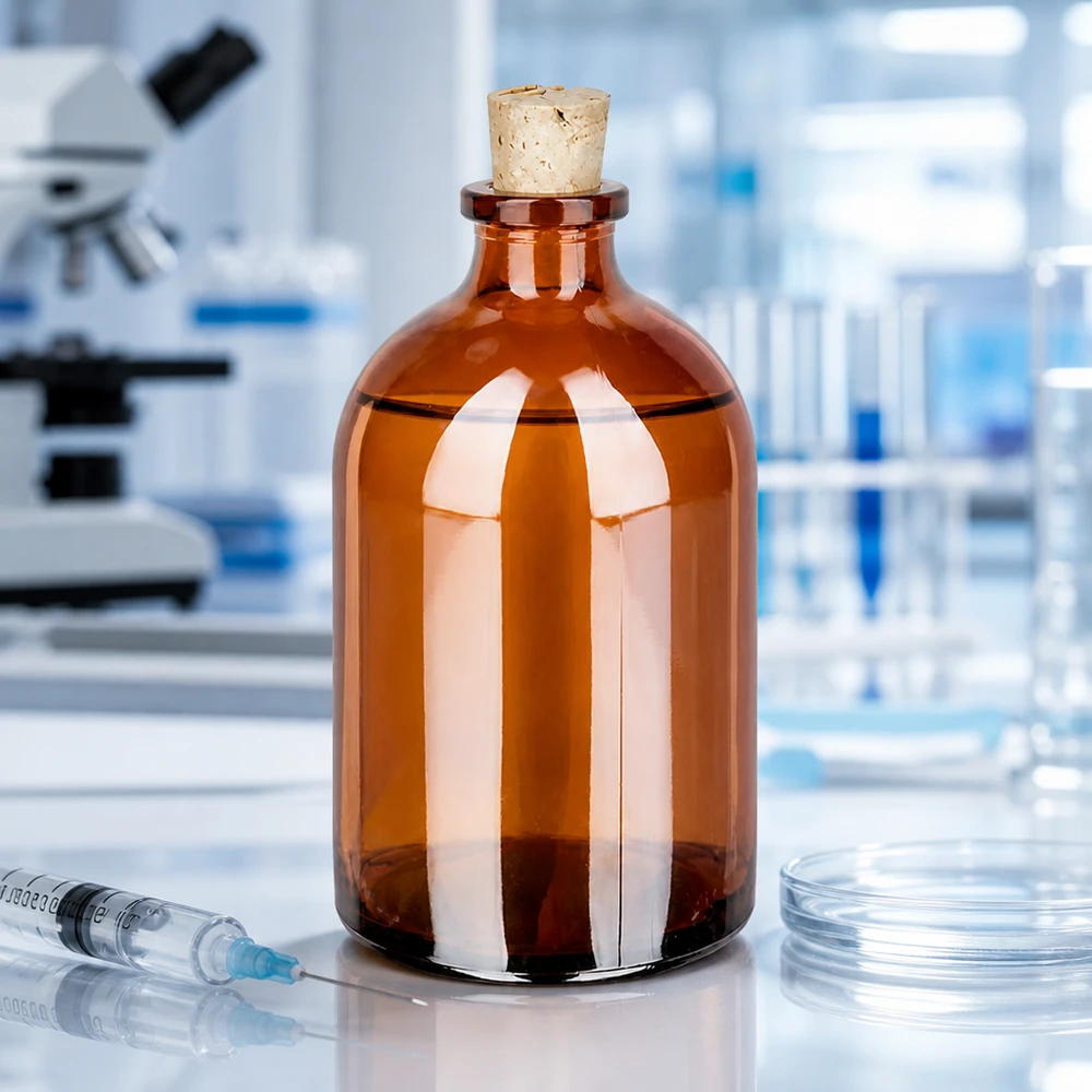 Botella de vidrio ámbar 100ml con corcho 11/14mm Medizinflasche 100ml bernsteinfarbenes Glas mit Naturkorken 11/14mm lichtundurchlässig