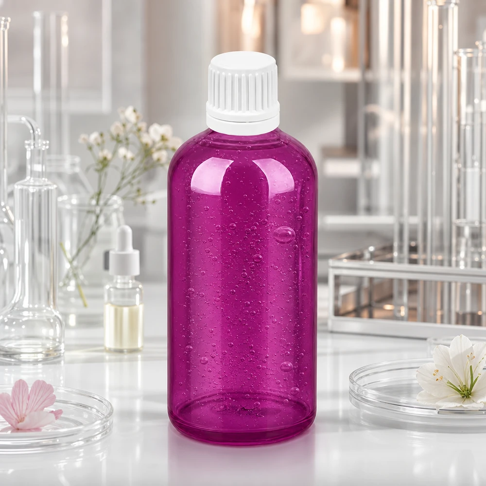 Frasco cuentagotas de 100 ml 0,7 mm blanco Originalidad tapón de rosca PurpleLine UT18/100 Dosificador cuentagotas preciso de 0,7 mm con frasco de plástico violeta de 100 ml para aromaterapia y aplicaciones de laboratorio