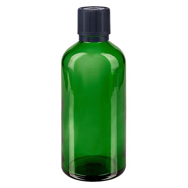 Botella de farmacia verde 100ml cuentagotas tapa premium 1mm negro a prueba de niños cierre inviolable Botella de farmacia verde 100ml cuentagotas tapa premium 1mm negro a prueba de niños cierre inviolable