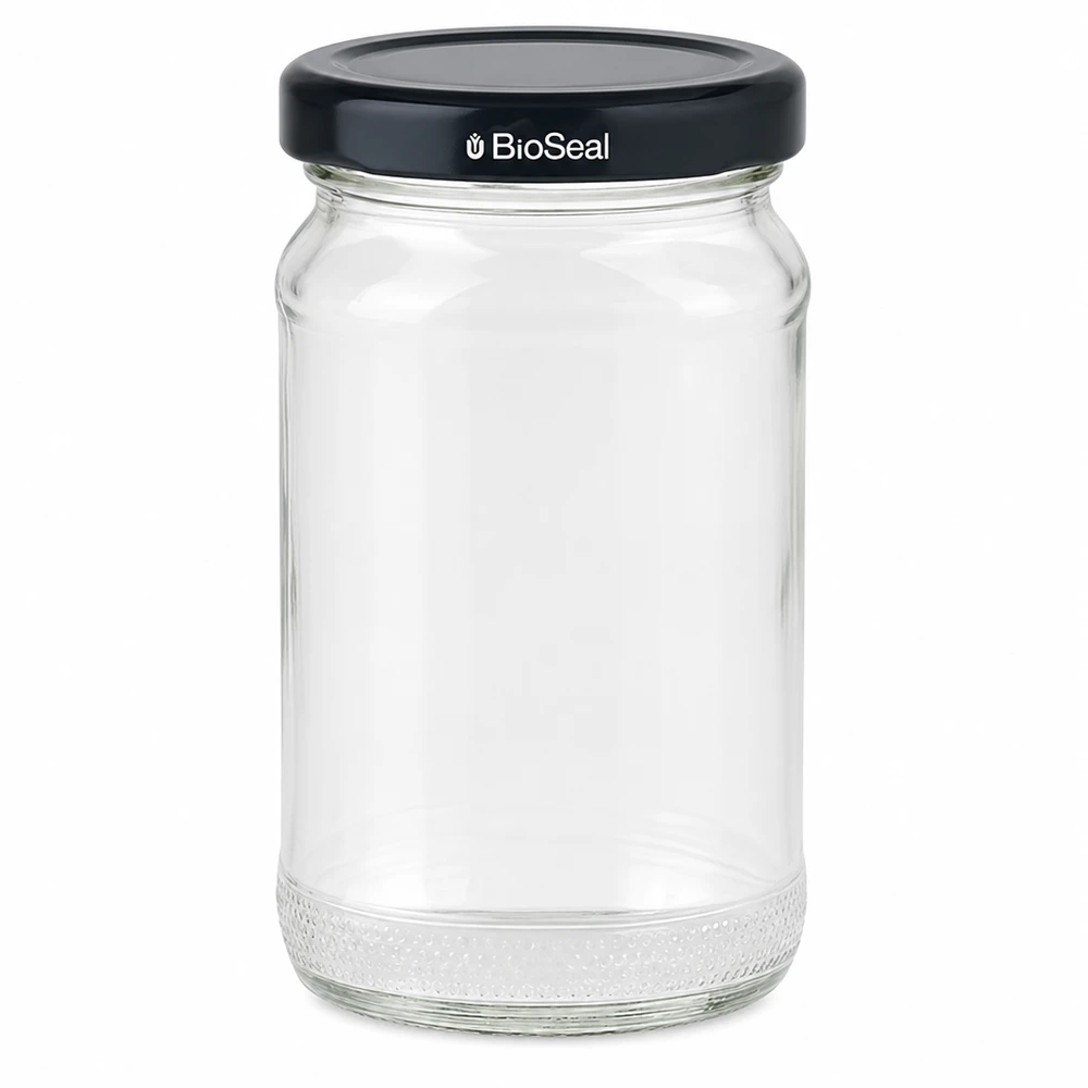 Tarro para conservas UNiTWIST Runda110 con tapa negra TO48 BioSeal - tarro de cristal vacío para conservas