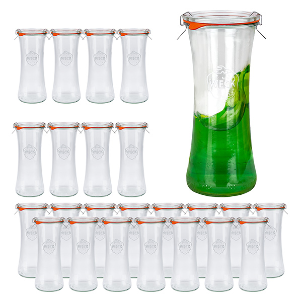 Juego de 24 tarros Weck tarro delicatessen de 700 ml con tapa de cristal Juego de 24 tarros Weck tarro delicatessen de 700 ml con tapa de cristal