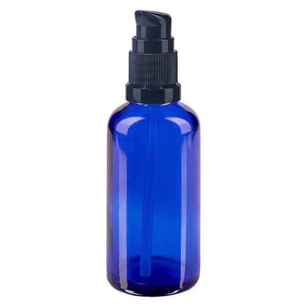 Botella de farmacia azul 50ml tapón de rosca negro estándar Botella de farmacia azul 50ml tapón de rosca negro estándar