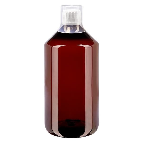 Botella de PET 750ml con tapón blanco inviolable + vaso Botella de PET 750ml con tapón blanco inviolable + vaso