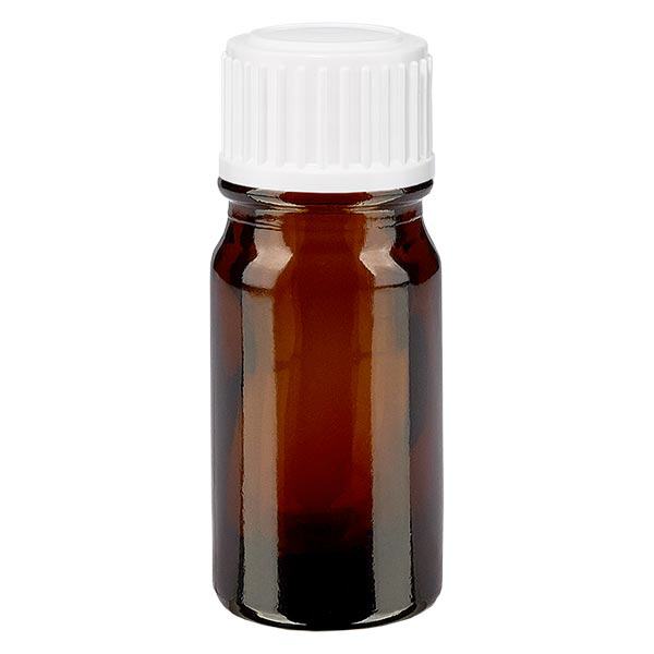 Botella de farmacia marrón 5ml tapón de rosca blanco-negro glóbulos estándar Botella de farmacia marrón 5ml tapón de rosca blanco-negro glóbulos estándar