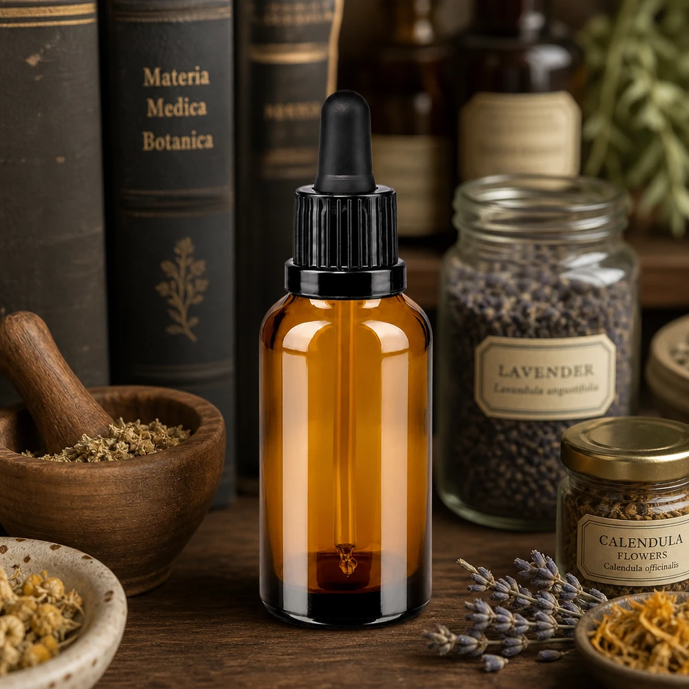 Frasco pipeta de 30 ml con rosca UT18 y tapón OV negro para un almacenamiento seguro