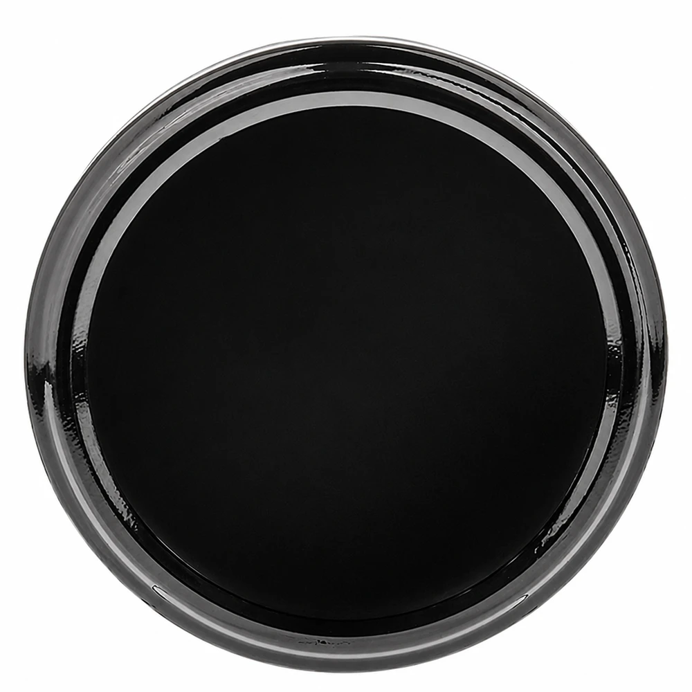 Tapa de rosca BasicSeal de 63 mm, negra, modelo TO63. Vista superior de la tapa redonda «twist-off» de UNiTWIST