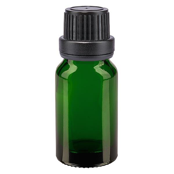 Botella de farmacia verde 10ml tapón cuentagotas anillo vertedor 2mm cierre inviolable negro Botella de farmacia verde 10ml tapón cuentagotas anillo vertedor 2mm cierre inviolable negro