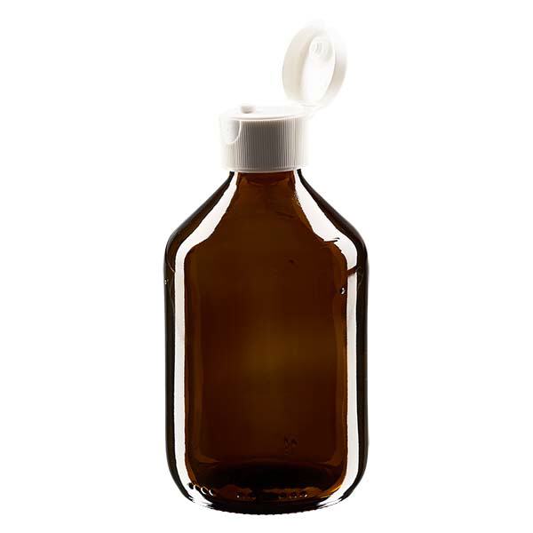 Frasco para medicamentos de 300ml marrón, con tapa abatible ApoGlas Frasco para medicamentos de 300ml marrón, con tapa abatible ApoGlas