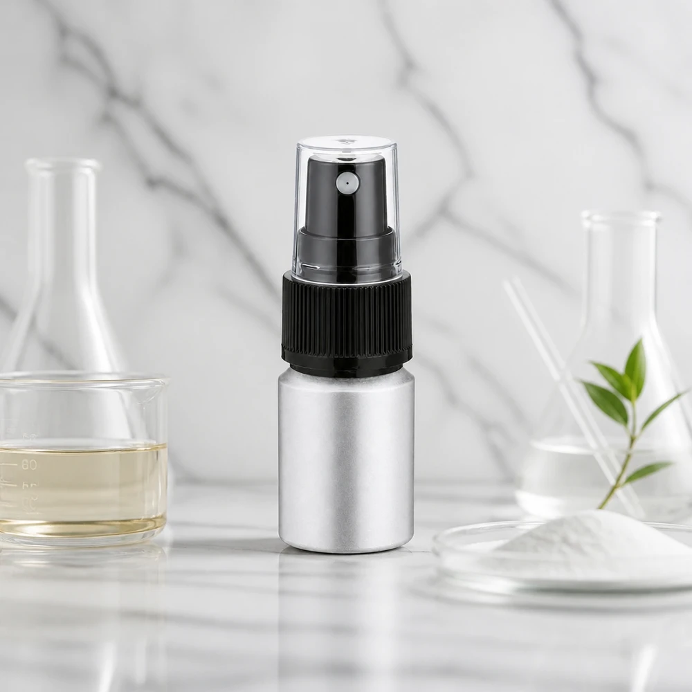 Pulverizador pequeño de aluminio de 10 ml con atomizador para llevar plateado mate