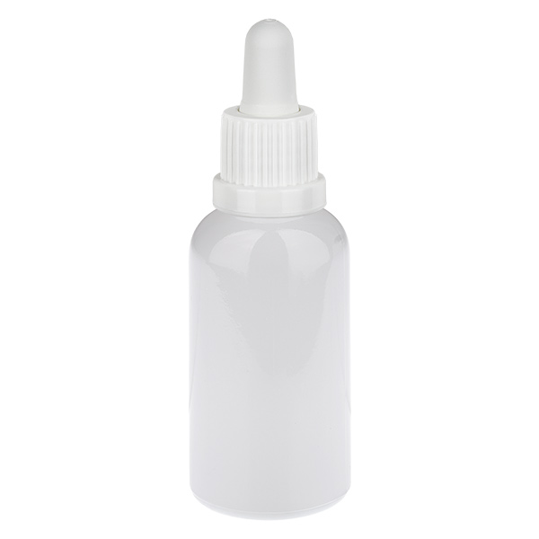 Frasco con pipeta de 30 ml, blanco, tapón de seguridad WhiteLine UT18/30 Frasco con pipeta de 30 ml, blanco, tapón de seguridad WhiteLine UT18/30