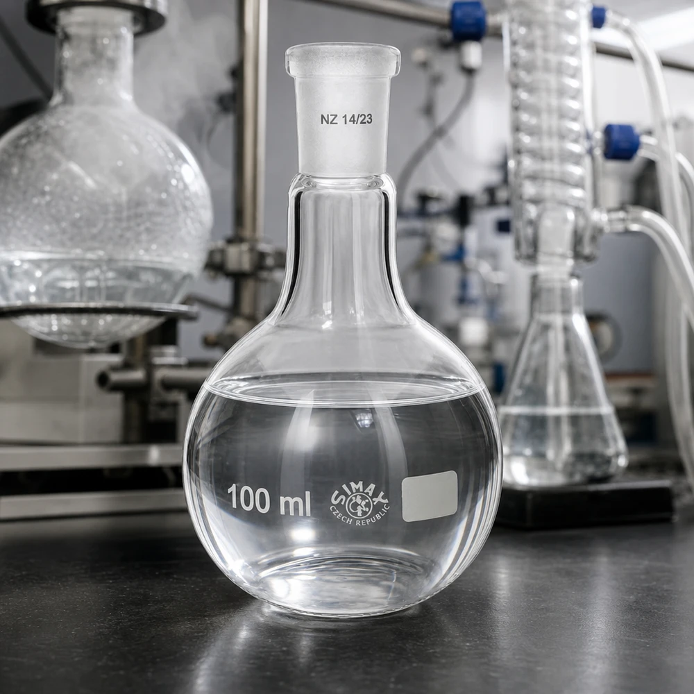 Frasco de pie transparente de 100 ml con etiquetado de junta esmerilada NZ 14/23 para material de laboratorio profesional