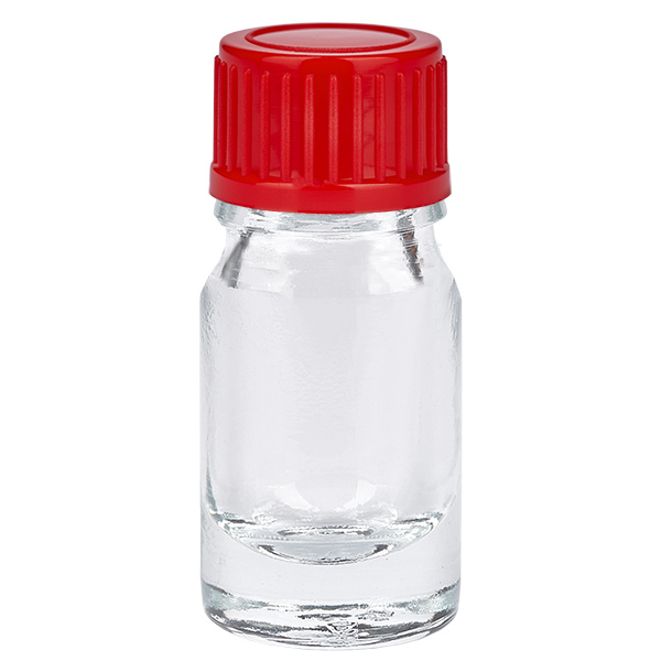 Frasco 5ml 11mm tapón rosca rojo estándar ClearLine UT18/5 Frasco 5ml 11mm tapón rosca rojo estándar ClearLine UT18/5